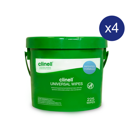 Clinell Universal Wipes - Bucket (225pc) - Carton of 4