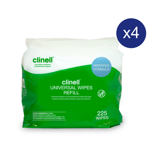 Clinell Universal Wipes Bucket Refill Pack - Carton of 4 (225pc)