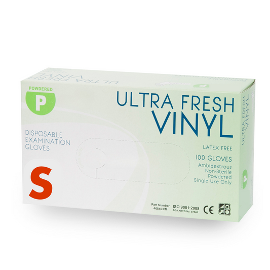 Ultra Fresh Vinyl Powdered Gloves Blue S - Carton (1000pc)