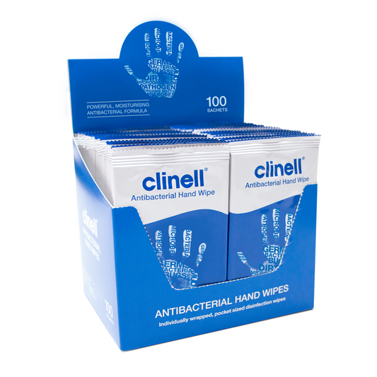 Clinell Individually Wrapped Antibacterial Hand Wipes - Pack (100pc)