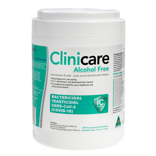 clinicare low level disinfectant alcohol free wipes