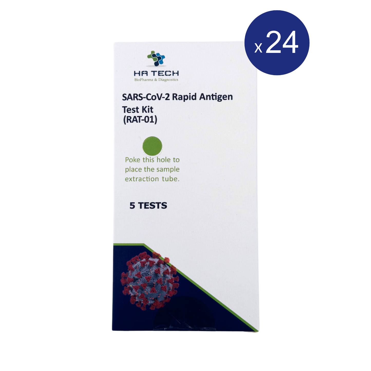 HA Tech SARS-CoV-2 Rapid Antigen Test Carton - Pack of 5 x 24 (120pc)