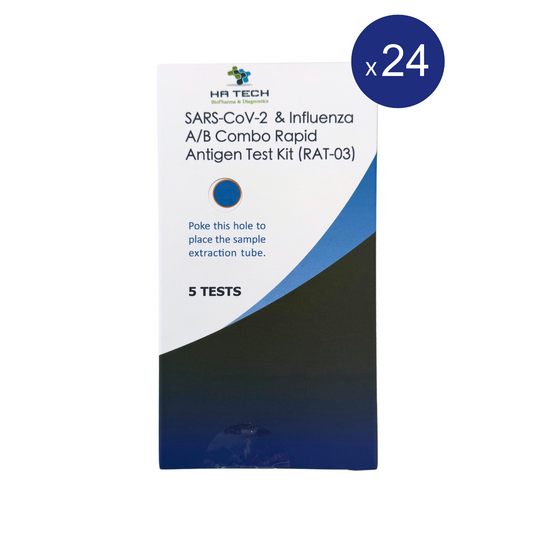 HA Tech SARS-CoV-2 & Influenza A/B Combo Rapid Test Carton - Pack of 5 x 24 (120pc)