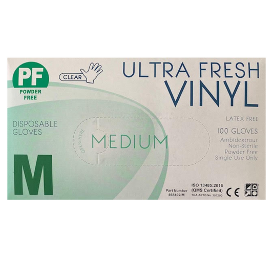 Ultra Fresh Vinyl Clear Powder Free Gloves M - Carton (1000pc)