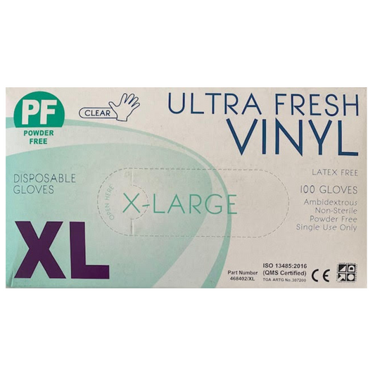 Ultra Fresh Vinyl Clear Powder Free Gloves XL - Carton (1000pc)