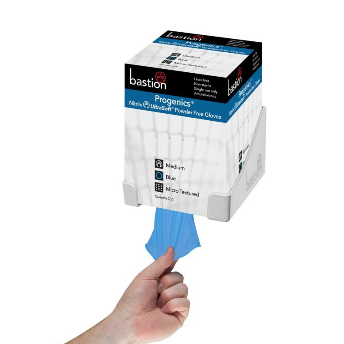 Bastion Nitrile UltraSoft Blue Powder Free Gloves Progenics Cuff First Dispensing System - S Carton (2000pc)