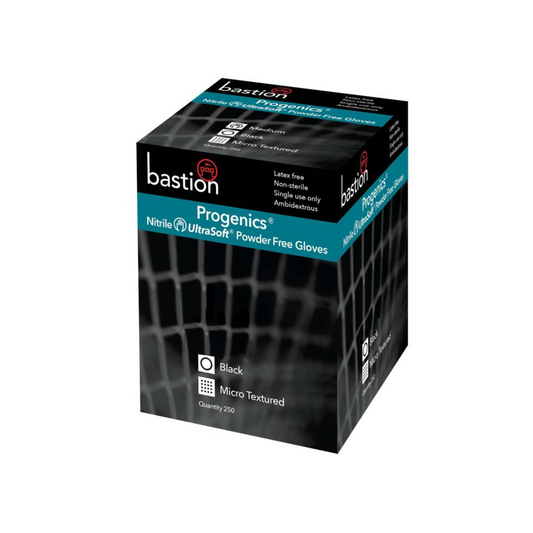 Bastion Nitrile UltraSoft Black Powder Free Gloves Progenics Cuff First Dispensing System - XS Carton (2000pc)