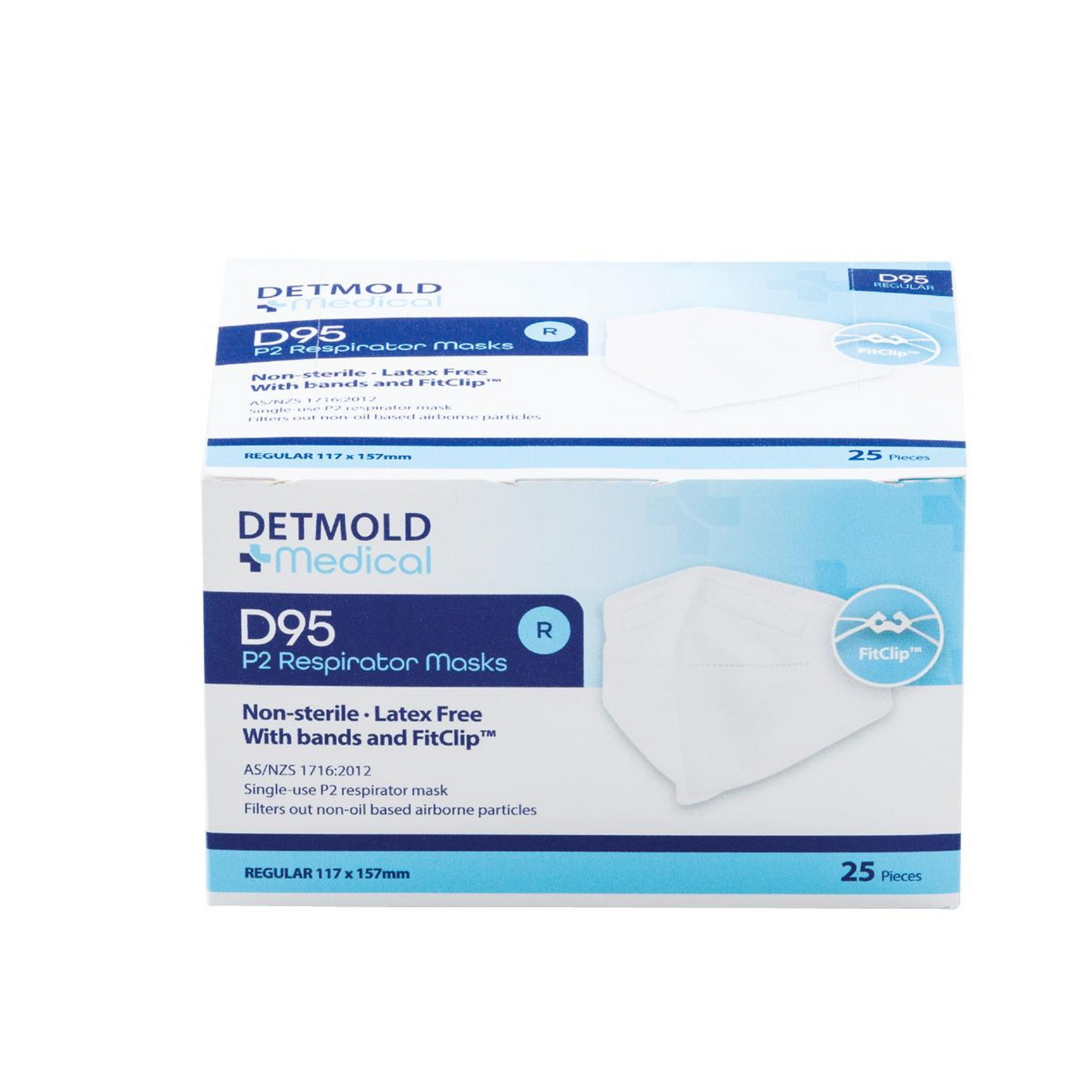 Detmold pD95 Face Masks with fit clip attached 