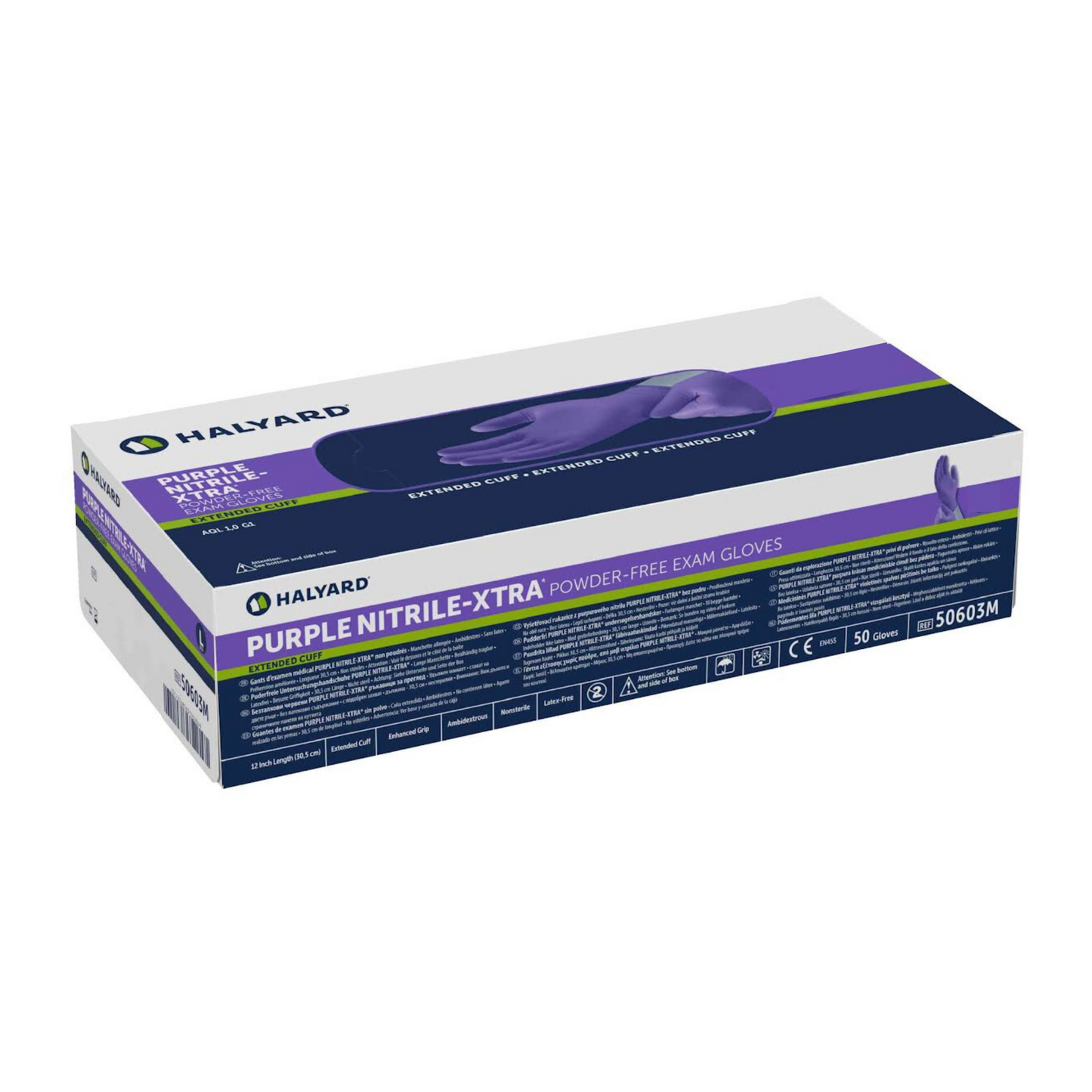 Halyard Purple Nitrile XTRA Exam Gloves -M - Carton (500pc)