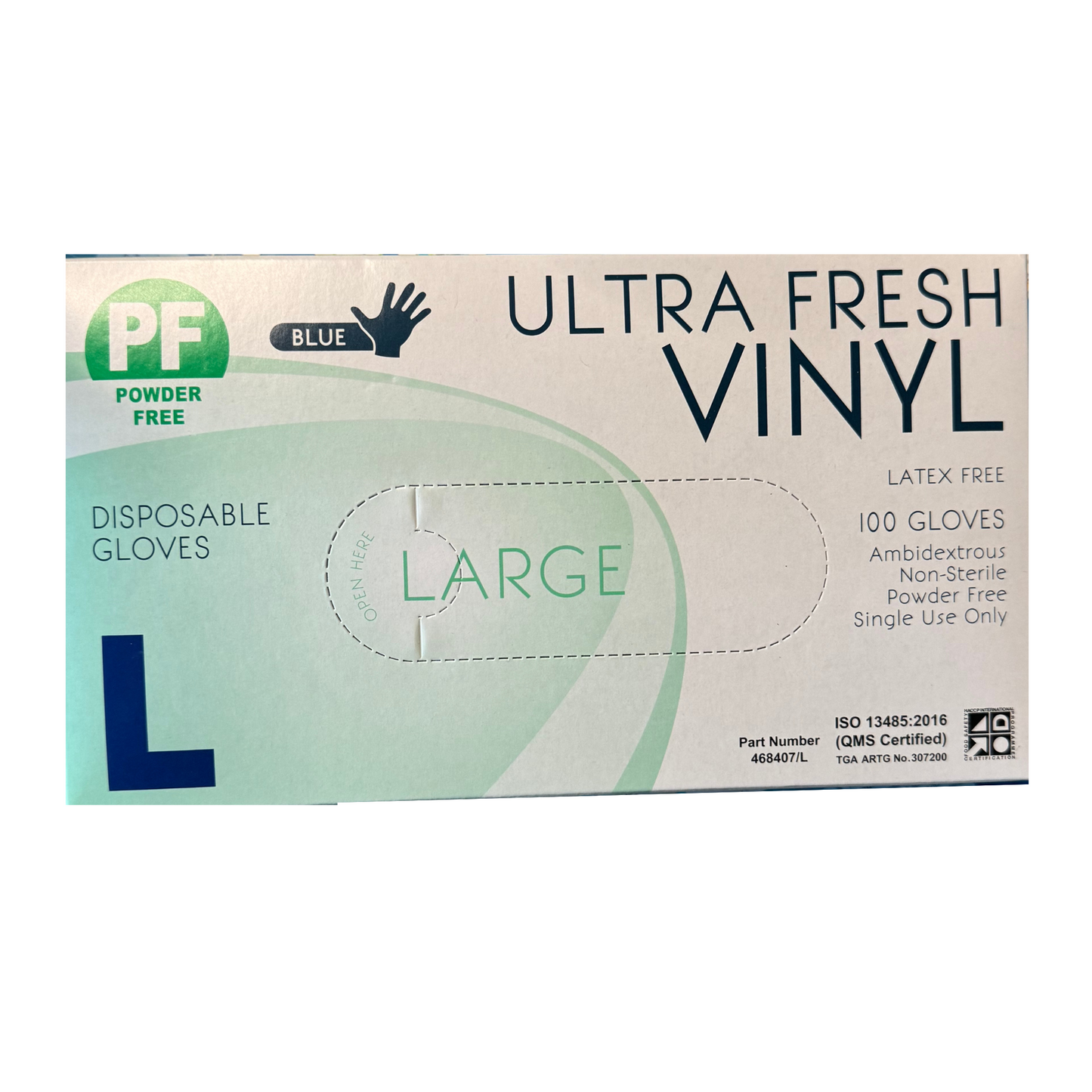 Ultra Fresh Vinyl Gloves Powder Free Blue L - Box (100pc)