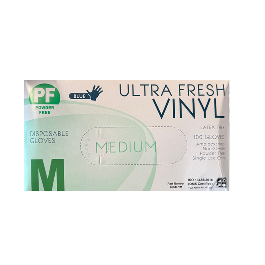 Ultra Fresh Vinyl Gloves Powder Free Blue M - Box (100pc)