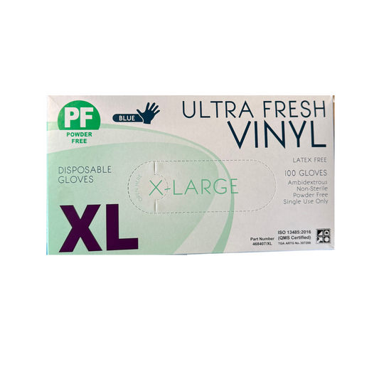 Ultra Fresh Vinyl Gloves Powder Free Blue XL - Box (100pc)